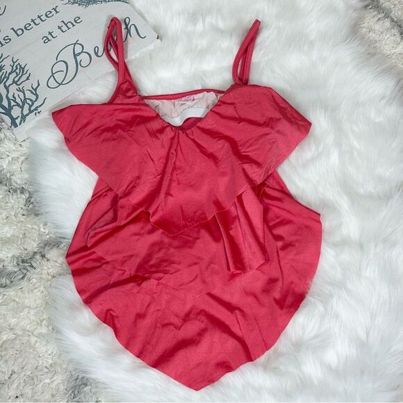 VENUS Red Asymmetrical Ruched Bodysuit - Picture 1 of 8